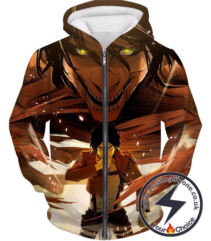 Attack on Titan Eren Yeager Transforms Titan Zip Up Hoodie